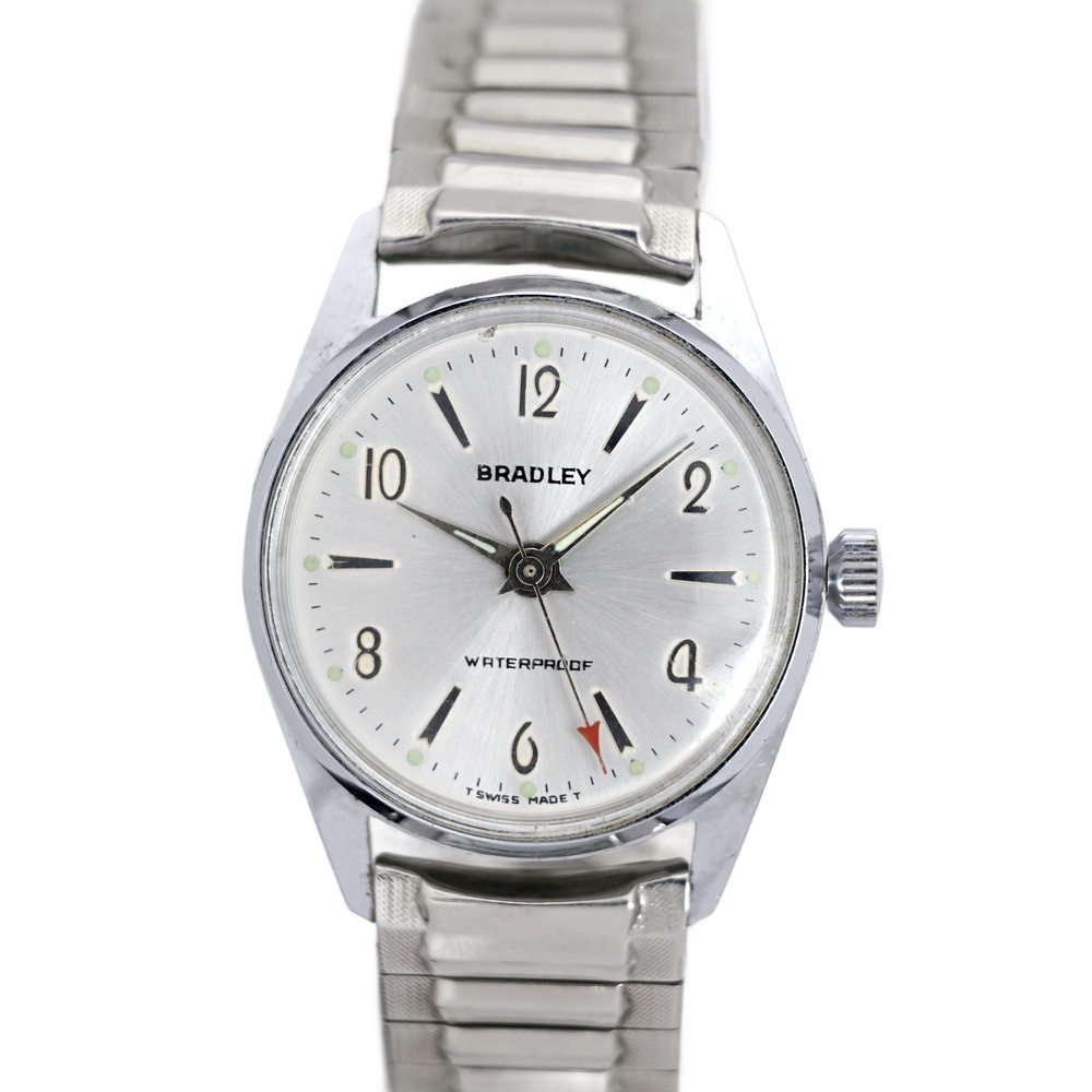 Bradley Vintage 1970's Mechanical Wrist Watch White Dial 33mm For Repair
